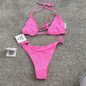 Kulani Kinis Pink Checkered Bikini Med/XL